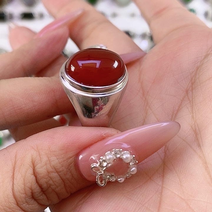 银S925镶嵌戒指玛瑙/玉髓