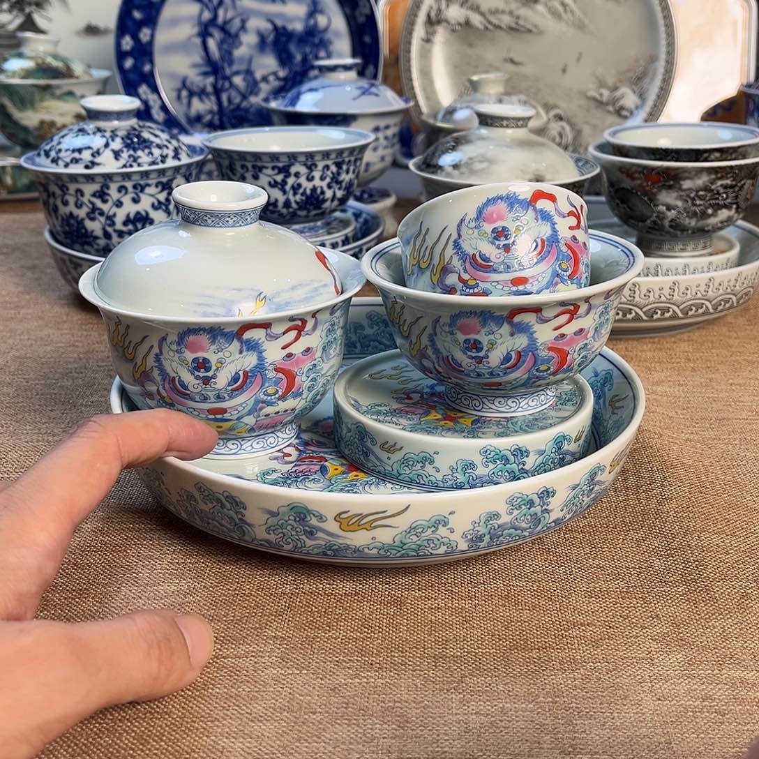 高温釉下彩茶具套组