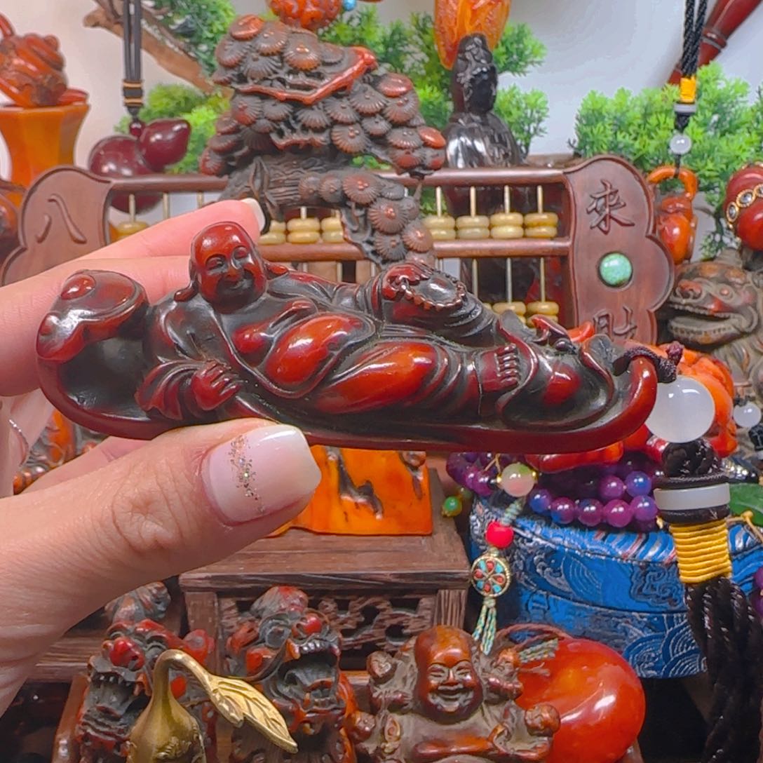 琥珀裸石未镶嵌手把