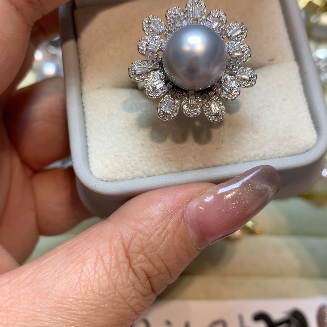 海水珍珠戒指银S925镶嵌