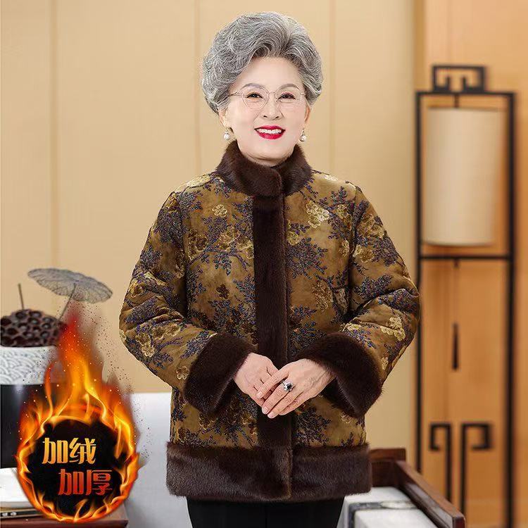 双面穿-中老年新中式加绒加厚外套保暖棉衣弘-W229