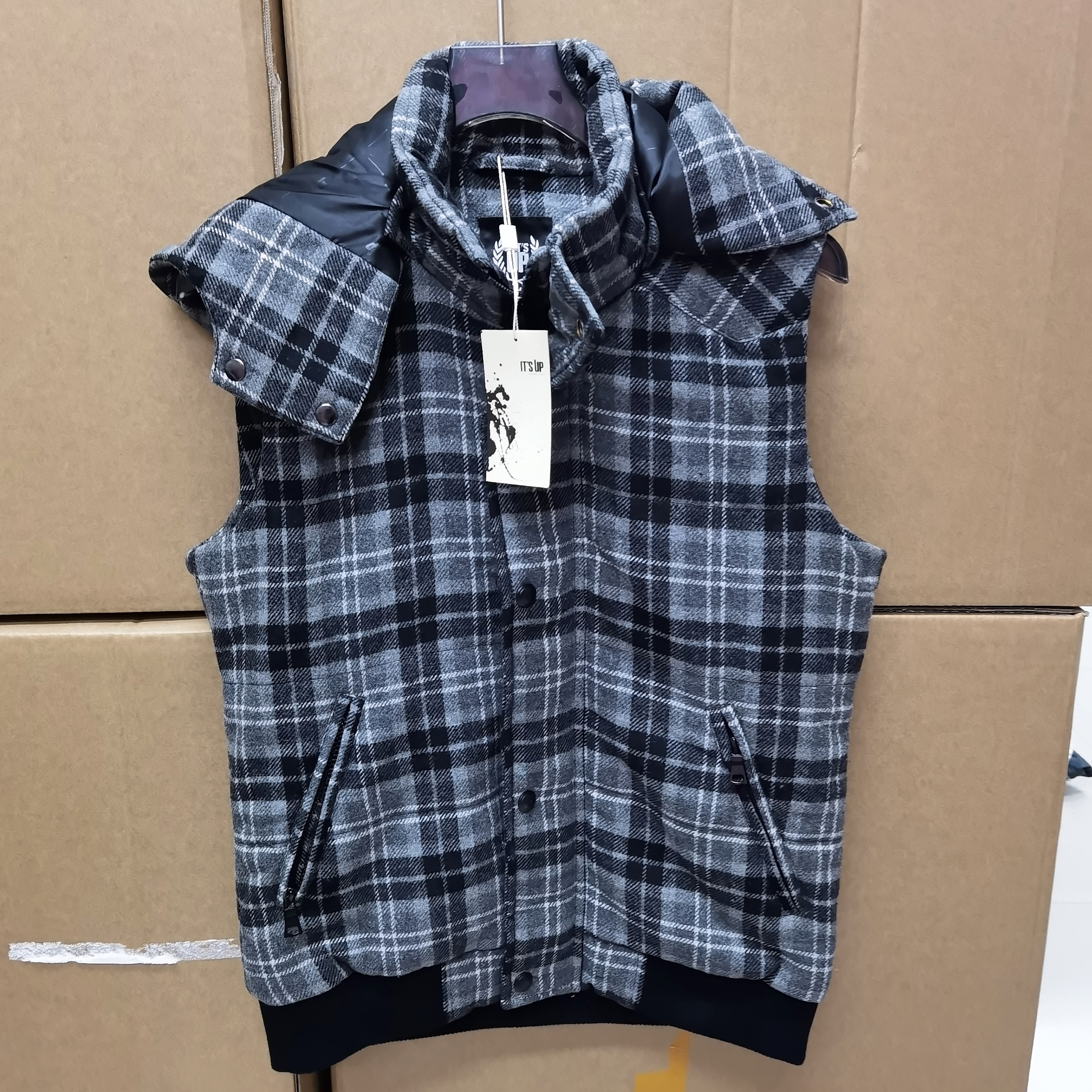 4025男士秋冬高品质简欧百搭连帽设计棉马甲