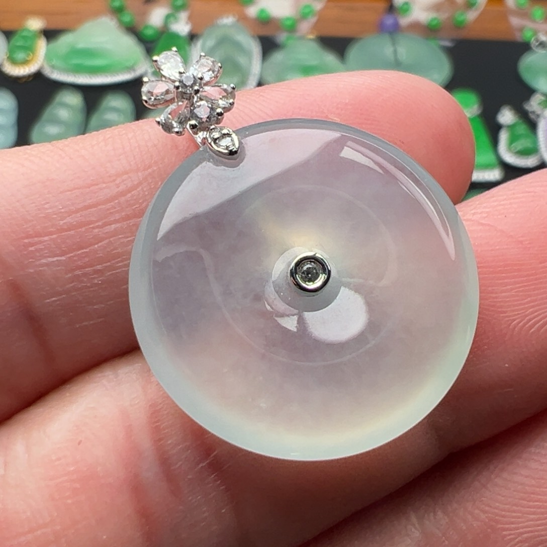 翡翠颈饰18K金镶嵌扣子21.8