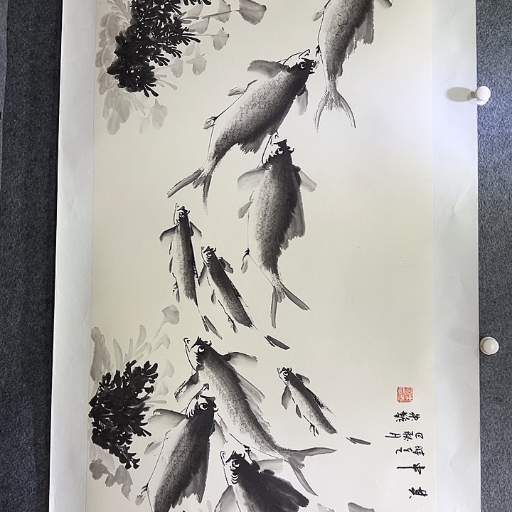 国画知鱼之乐纯手绘