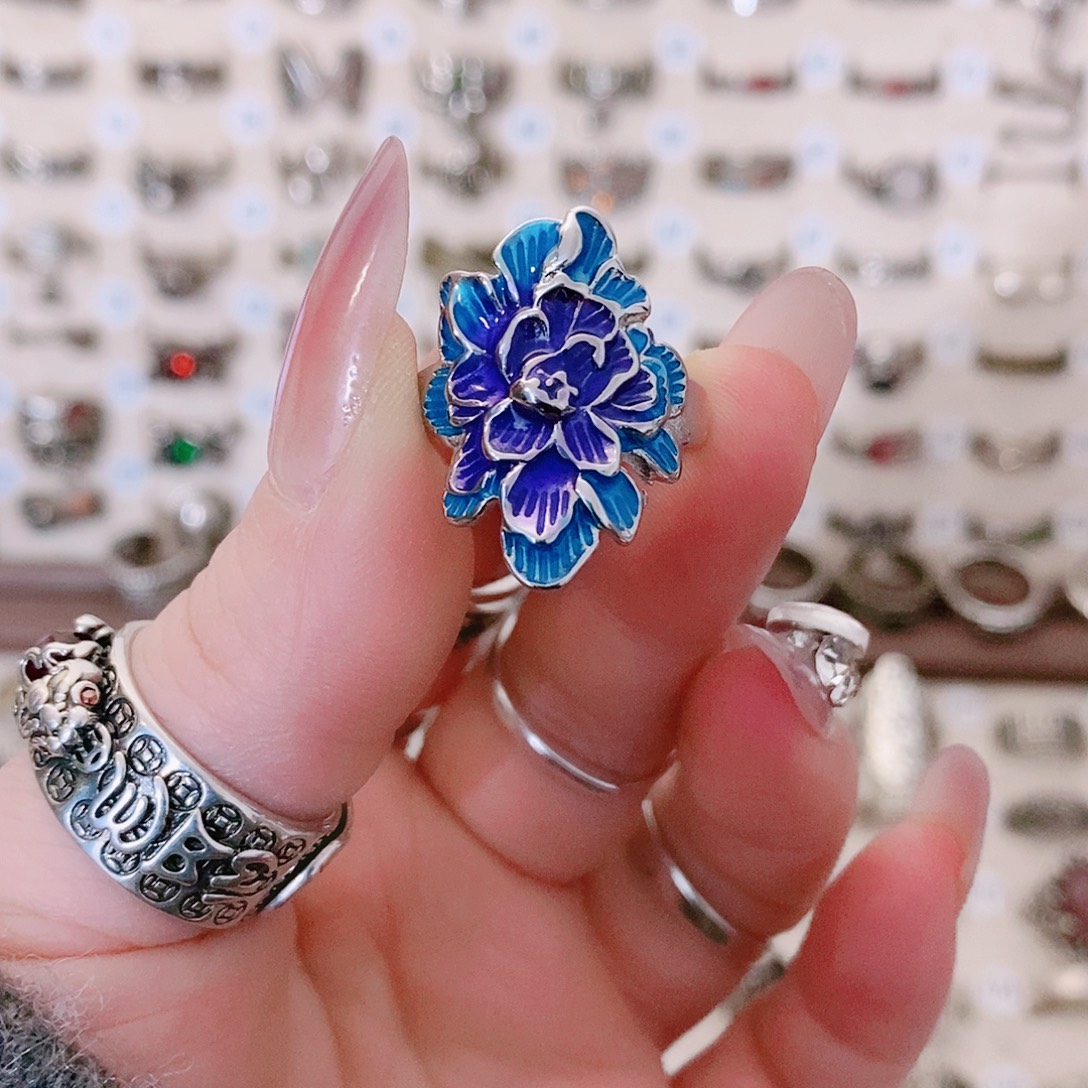 非金属新款蓝色牡丹花