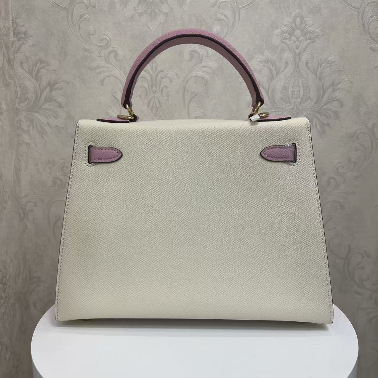 Laugh Queen手工打造真皮女士新款包 10574 粉白色 大号