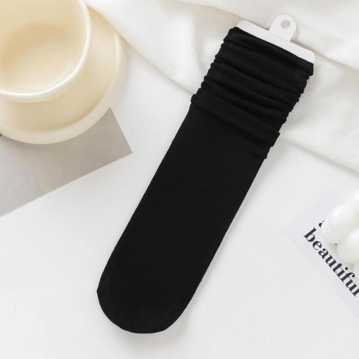 （5双自己备注颜色）堆堆袜透气百搭纯色中筒袜韩系四季款