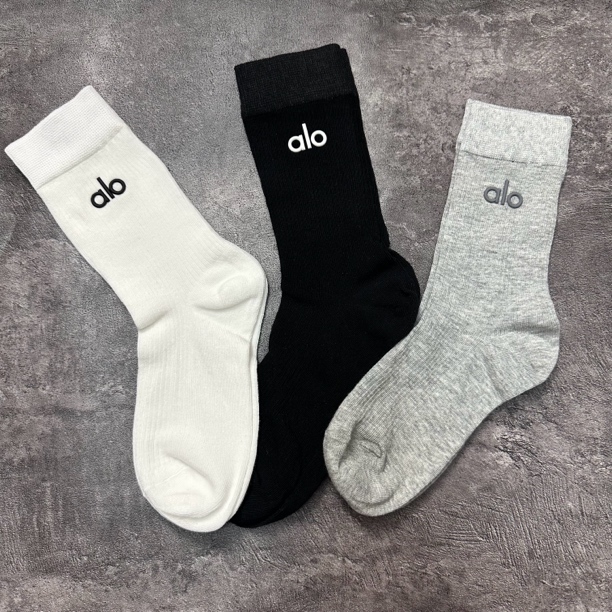 alo爆款纯棉三双男女同款独立真空包装组合潮袜
