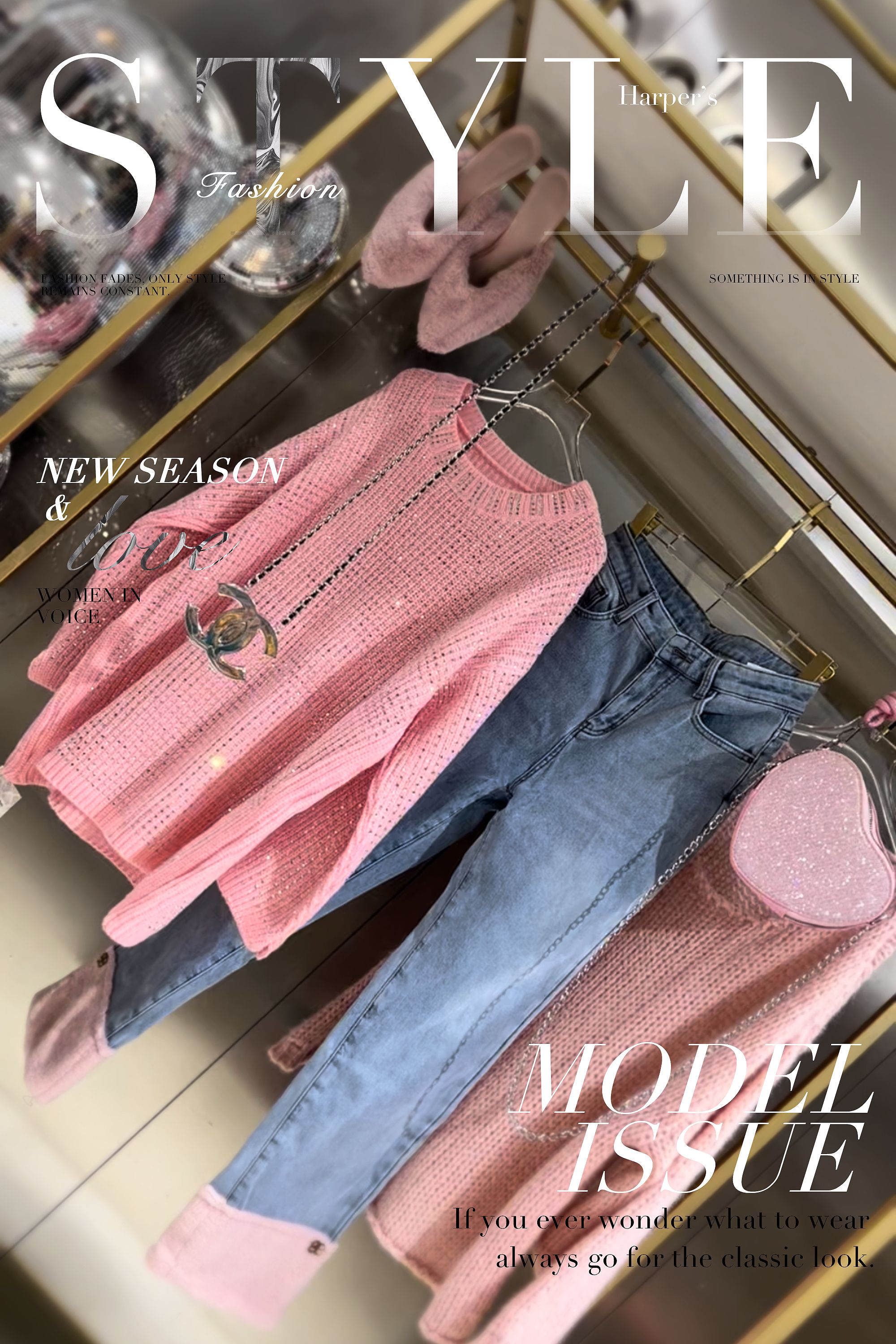 时尚高品质粉边牛仔裤