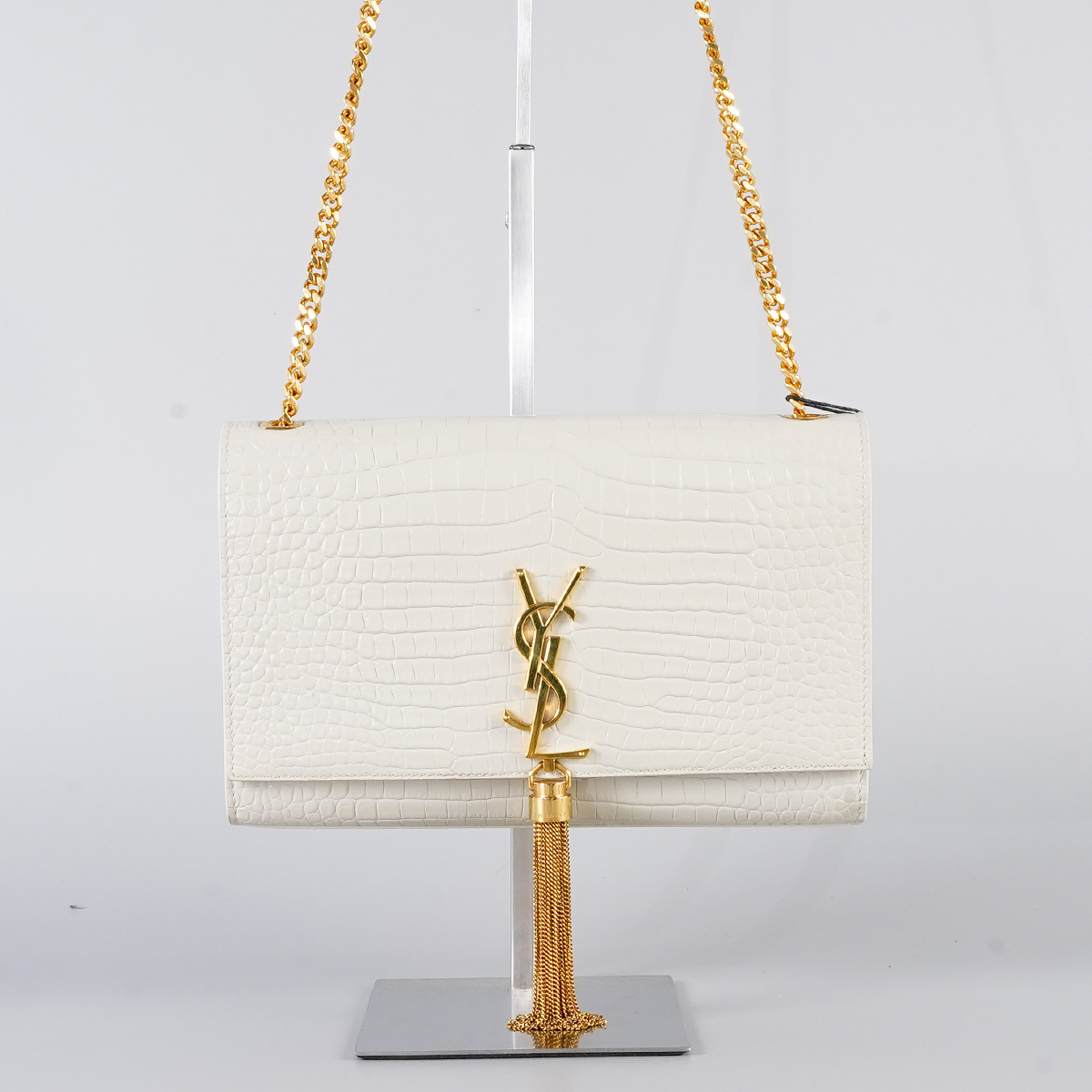 95新 YSL/圣罗兰 流苏包中号鳄鱼纹亮面/BG22007486