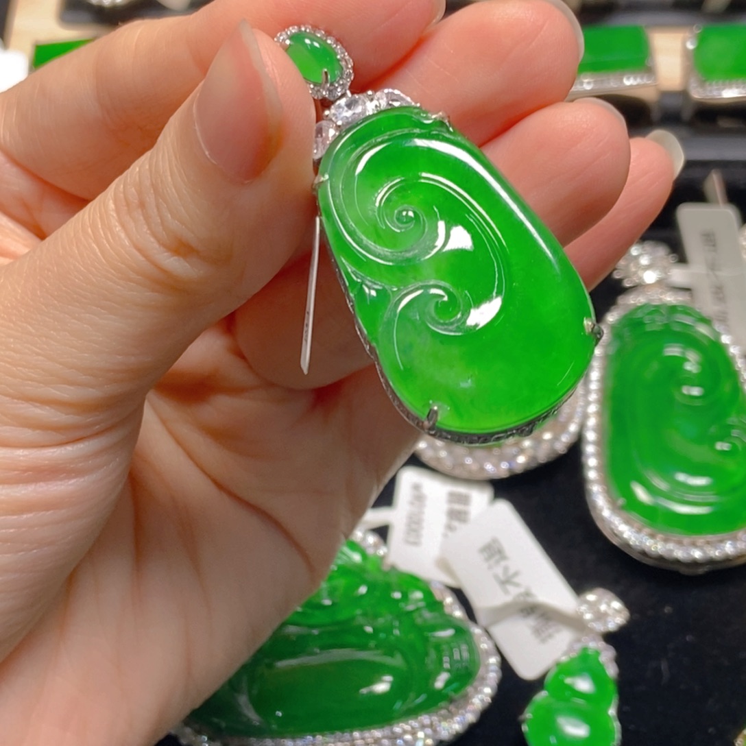 翡翠银S925镶嵌吊坠(不含链)