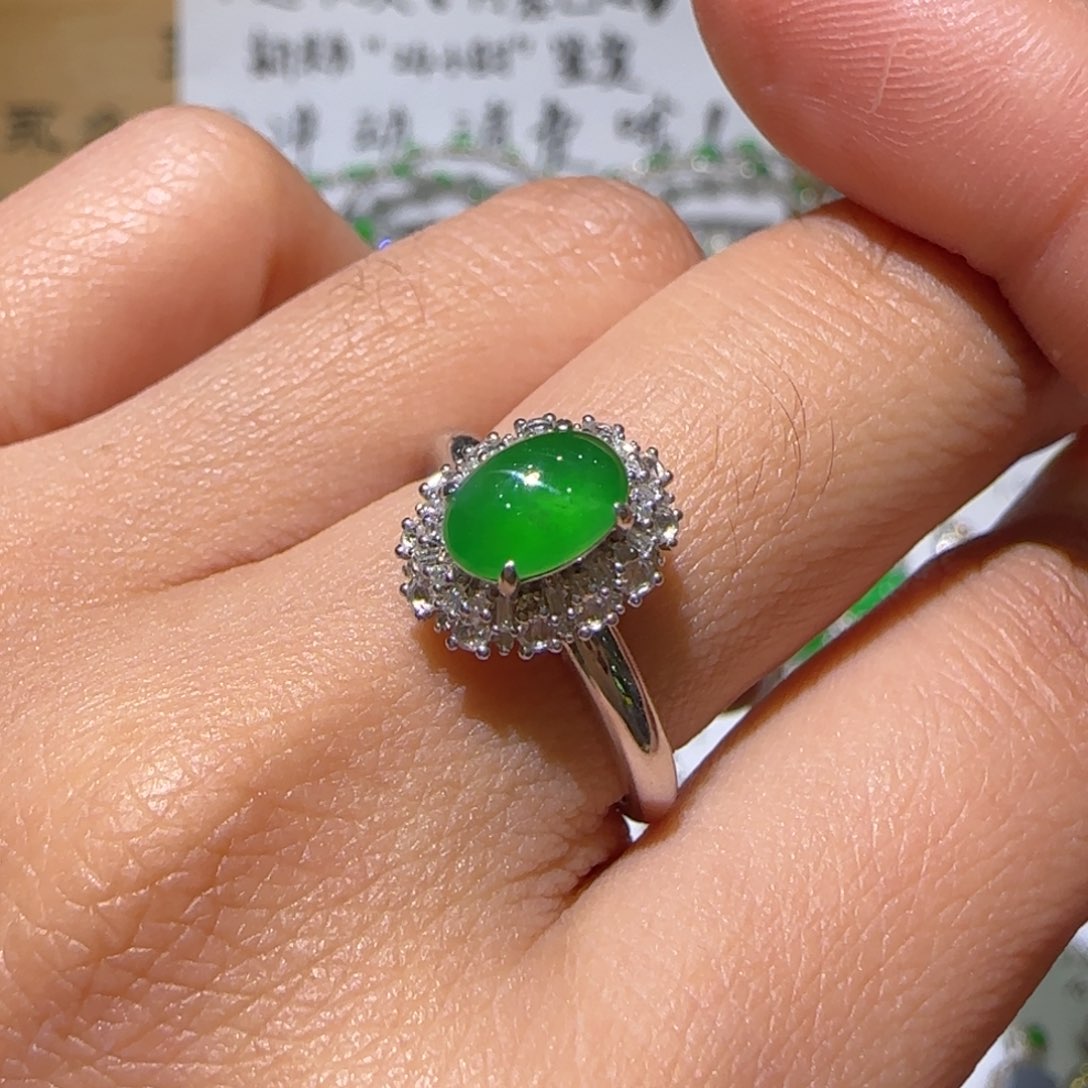 【闪购商品】翡翠戒指18K金镶嵌缅甸