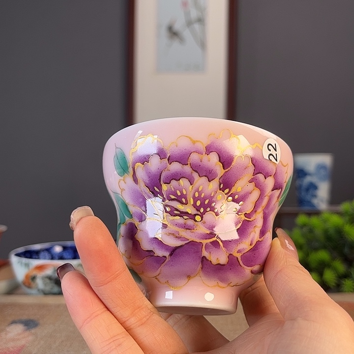 摆件景德柴烧茶杯多人