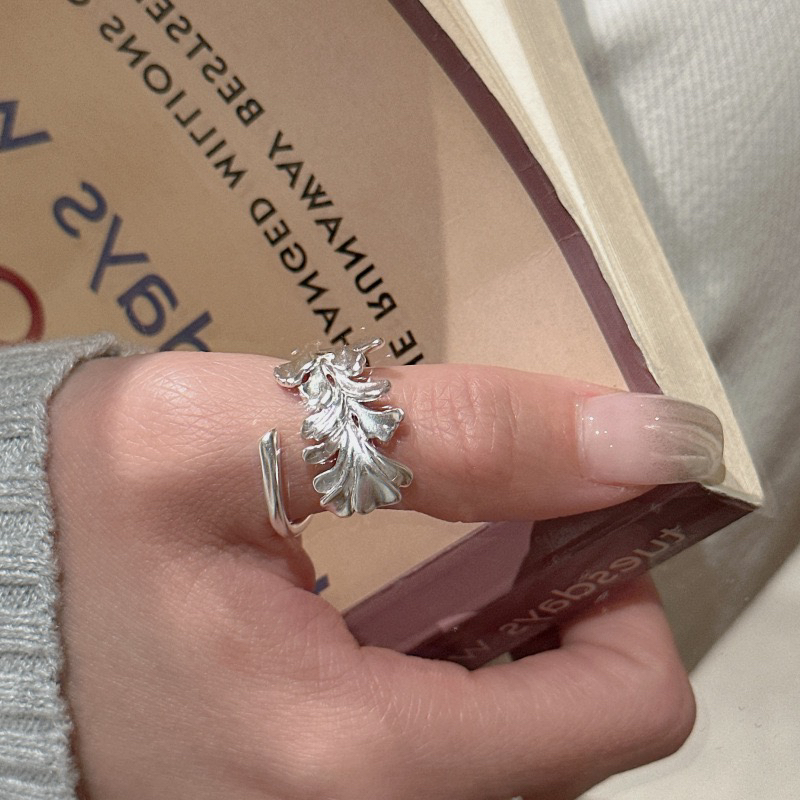 925银戒指 S925「孤品」银小众设计感哑光复古戒指水草简约基款指环