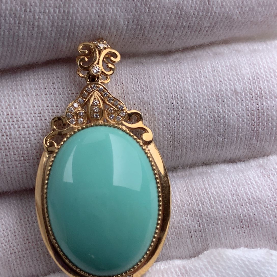 绿松石珠宝奇石18K金镶嵌