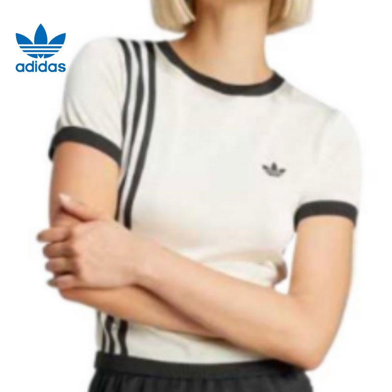 环adidas阿迪达斯三叶草女子运动休闲短袖T恤JJ0961