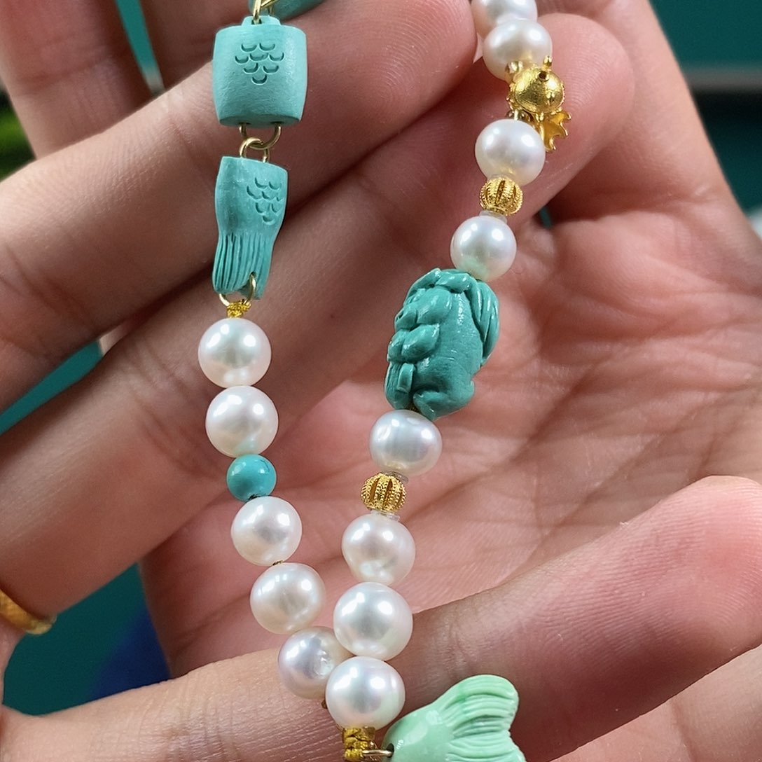 绿松石珠宝奇石18K金镶嵌