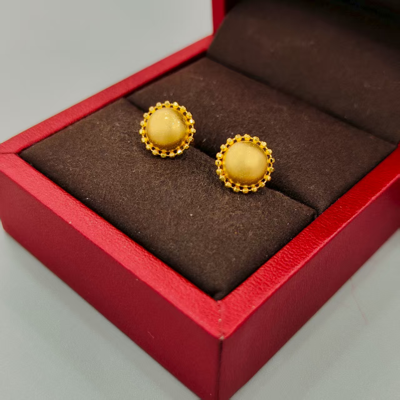 珺铺黄金 足金999【二店】5G镂空环形鸽子蛋弯钩耳钉时尚新潮耳饰