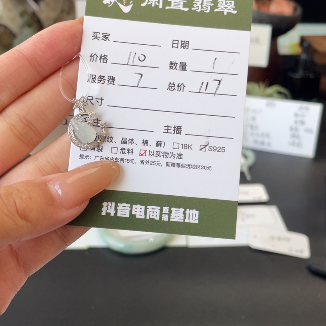 翡翠银S925镶嵌颈饰翡翠