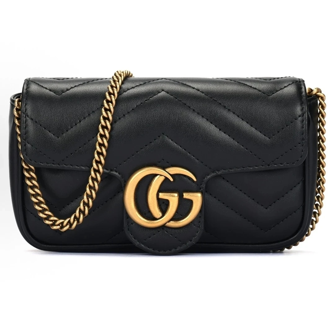 95新 GUCCI/古驰 黑金马蒙mini新款（少龙虾扣16597474