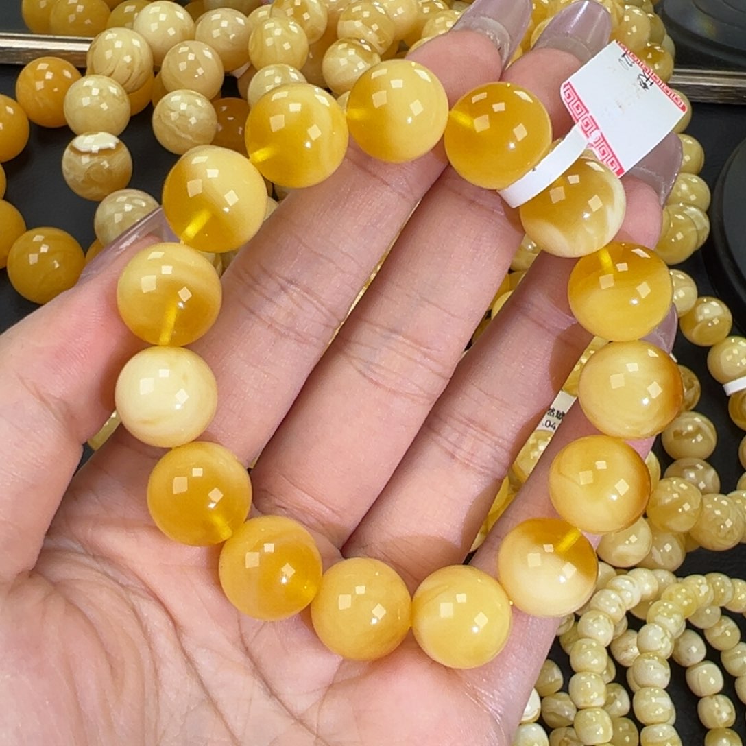 琥珀未镶嵌手链22金白