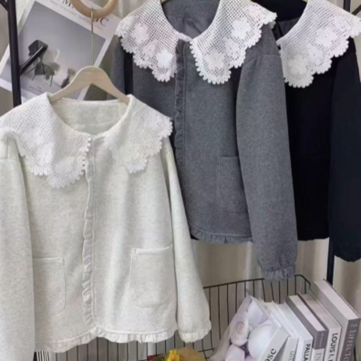 小香风蕾丝长袖百搭