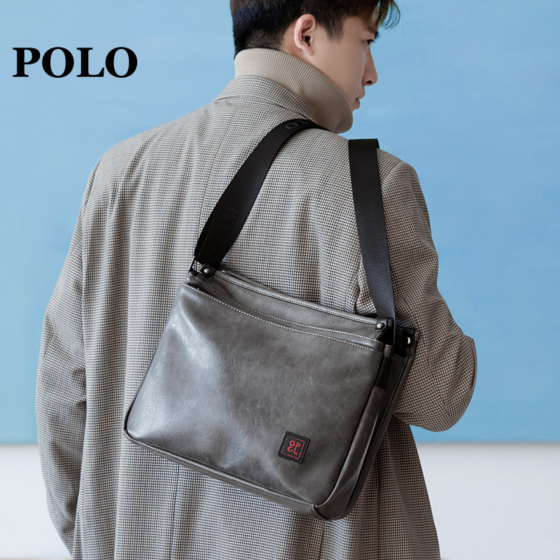 POLO百搭单肩包复古简约潮流斜挎包日系韩版男士包包时尚休闲街头