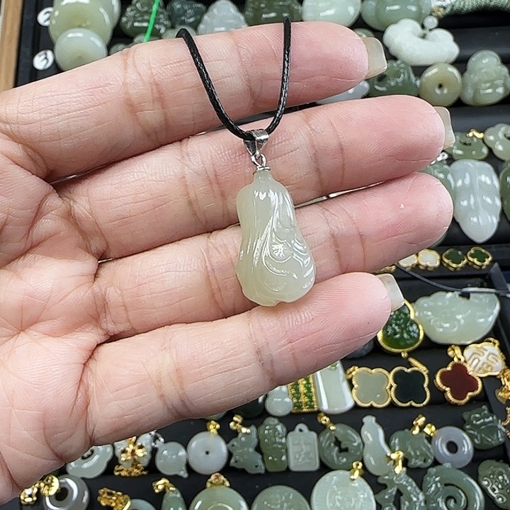 和田玉银S925镶嵌吊坠(不含链)