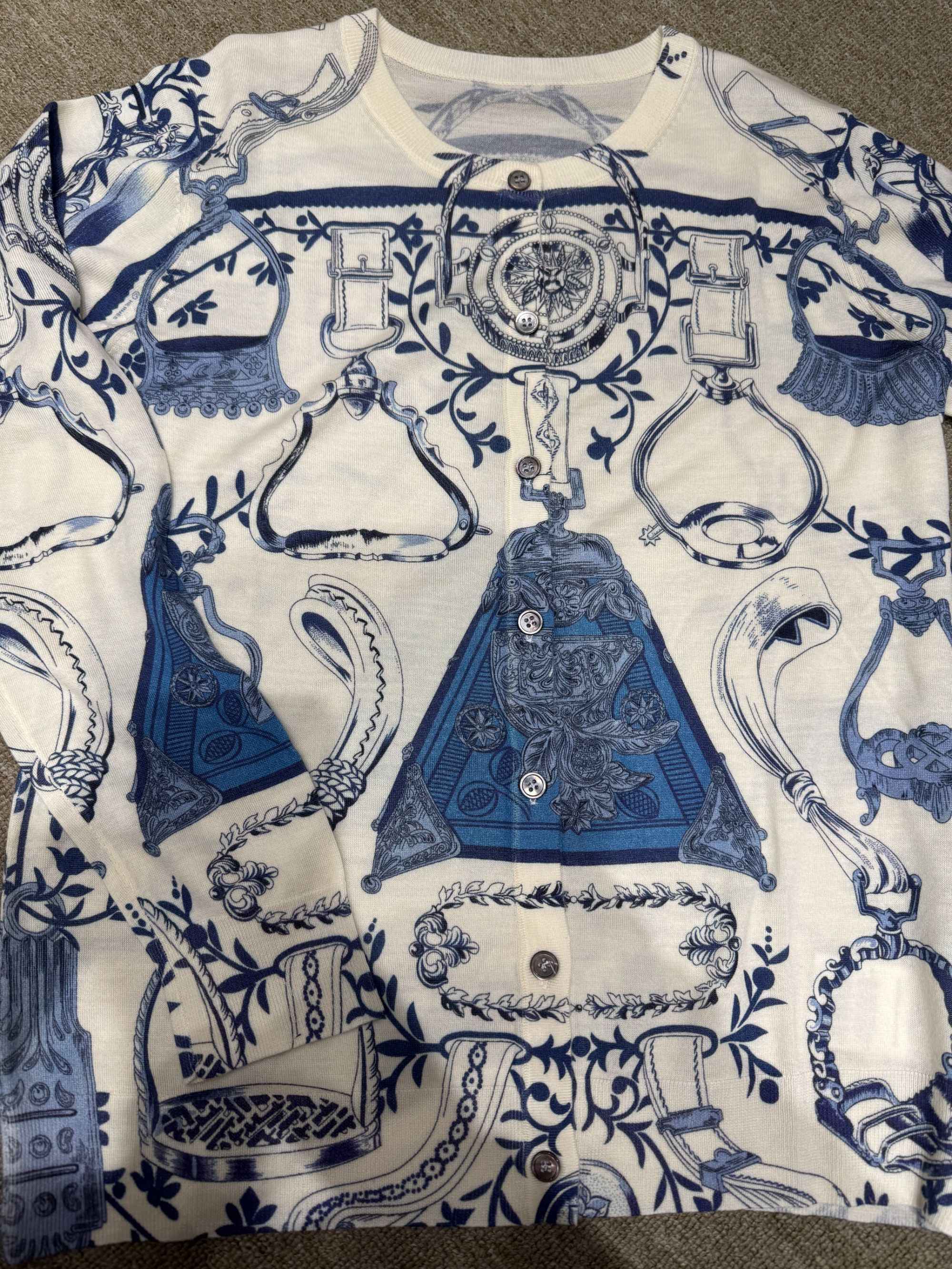 【寶姐专属】休闲三角形印花羊毛针织开衫·杨子纱120支-18针顶板