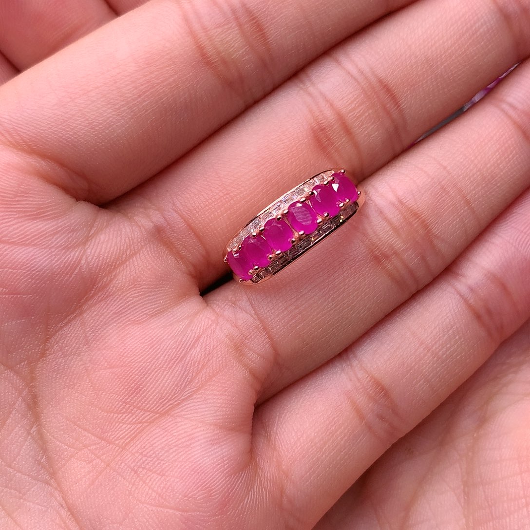 红宝石戒指银S925镶嵌