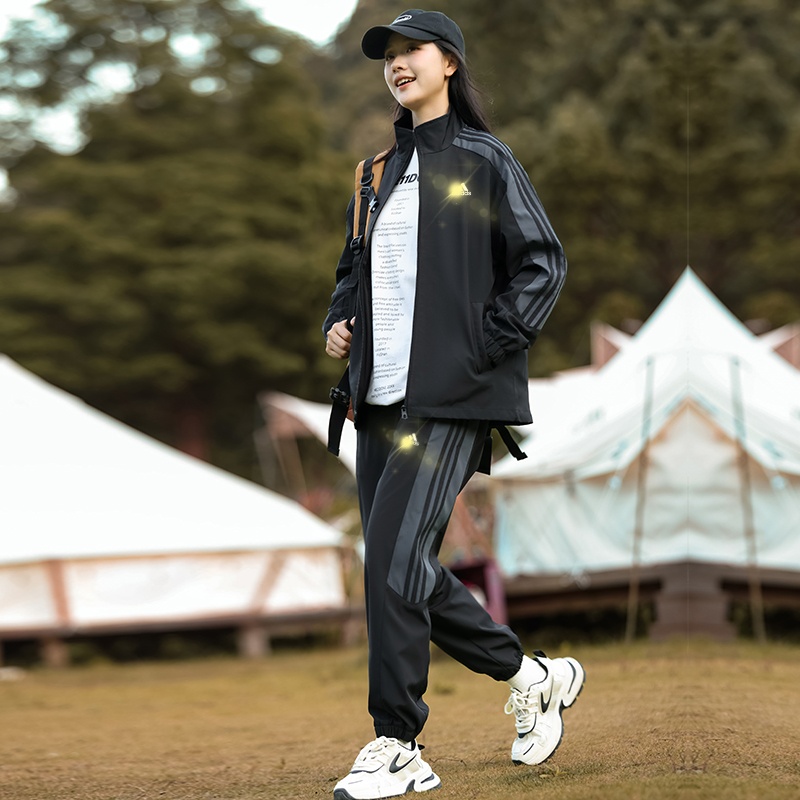 通用情侣外套长袖休闲运动套装宽松春秋季春日慢人风D02