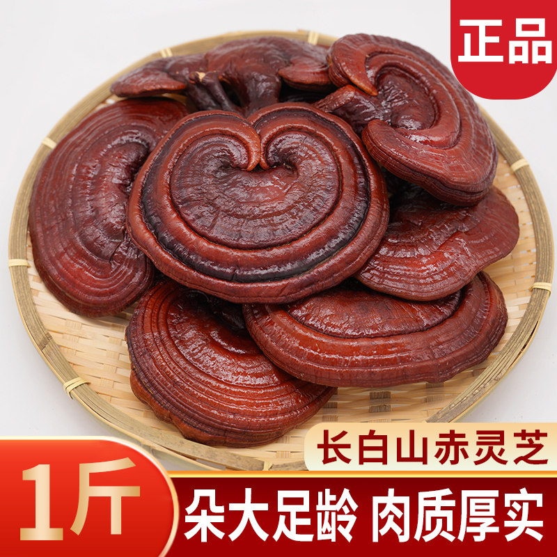 粒然堂500g正宗长白山整枝灵芝官方正品大号赤灵芝干货泡酒煲汤喝