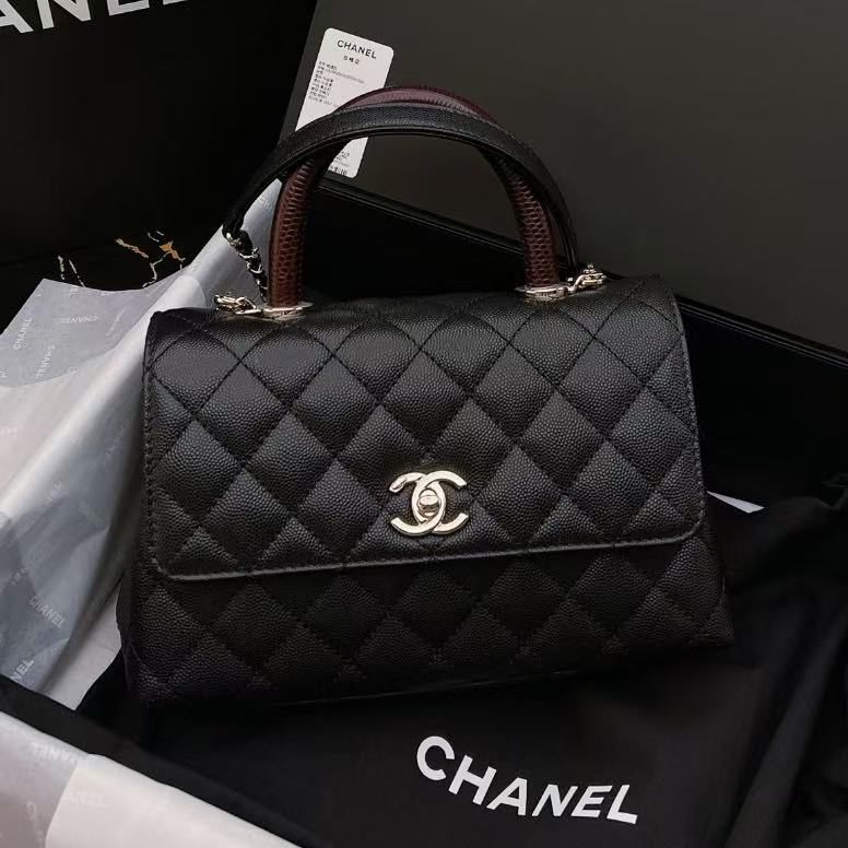 99新 Chanel/香奈儿 Chanel 黑金红手柄Coco憨豆小号 25110076-03