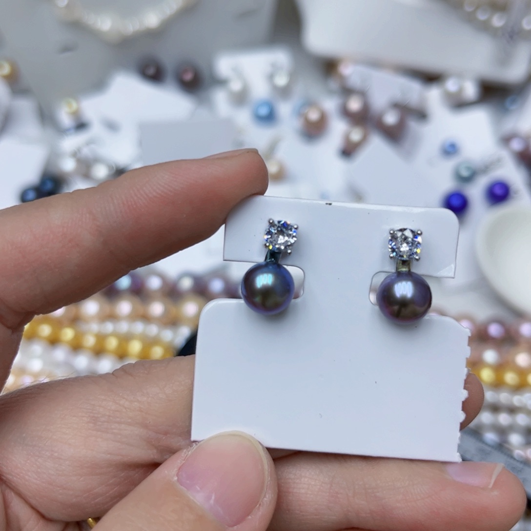 淡水珍珠耳饰银S925镶嵌