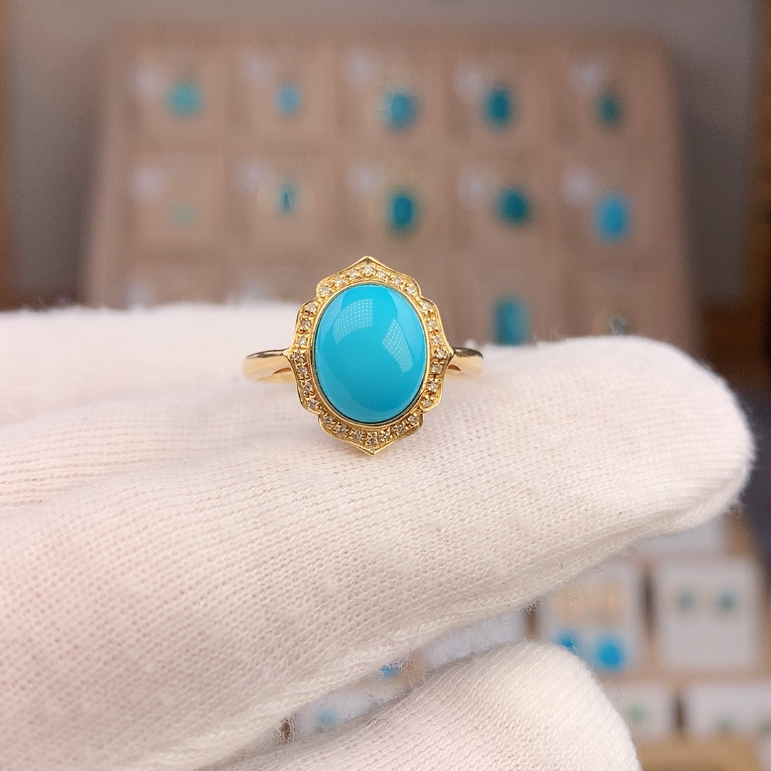 绿松石18K金镶嵌戒指