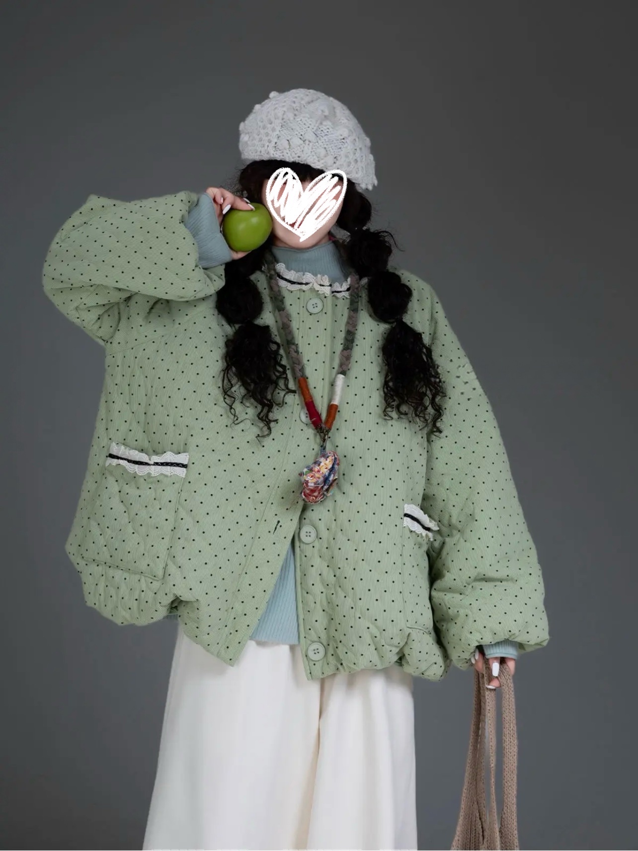 【北海道的初雪】冬季加厚波点棉服新款韩系显瘦宽松短外套棉服