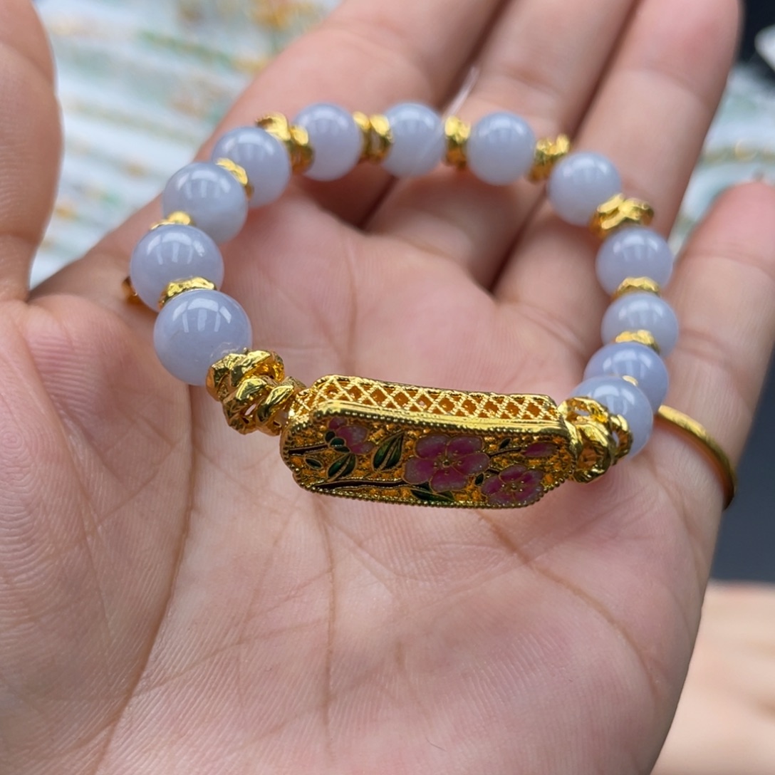 翡翠未镶嵌手链紫手串