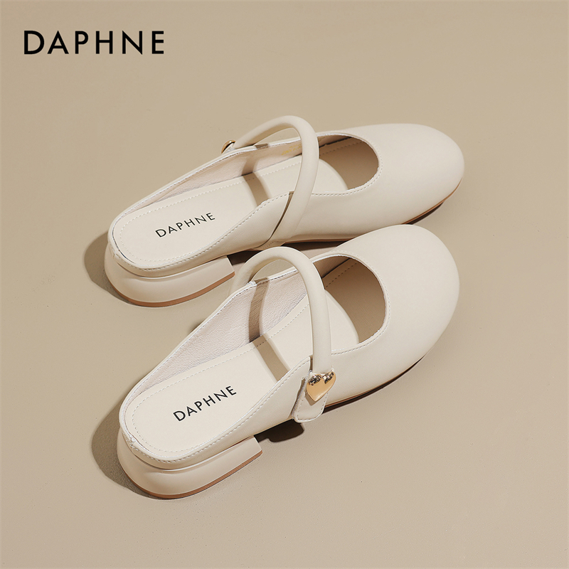 达芙妮包头半拖鞋2025夏季新款外穿平底懒人孕妇一脚蹬穆勒凉拖鞋