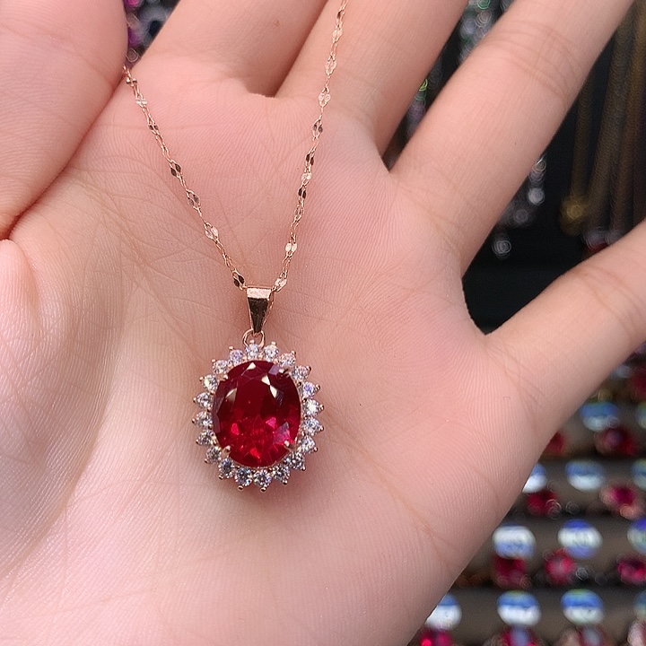 红宝石套链银S925镶嵌1