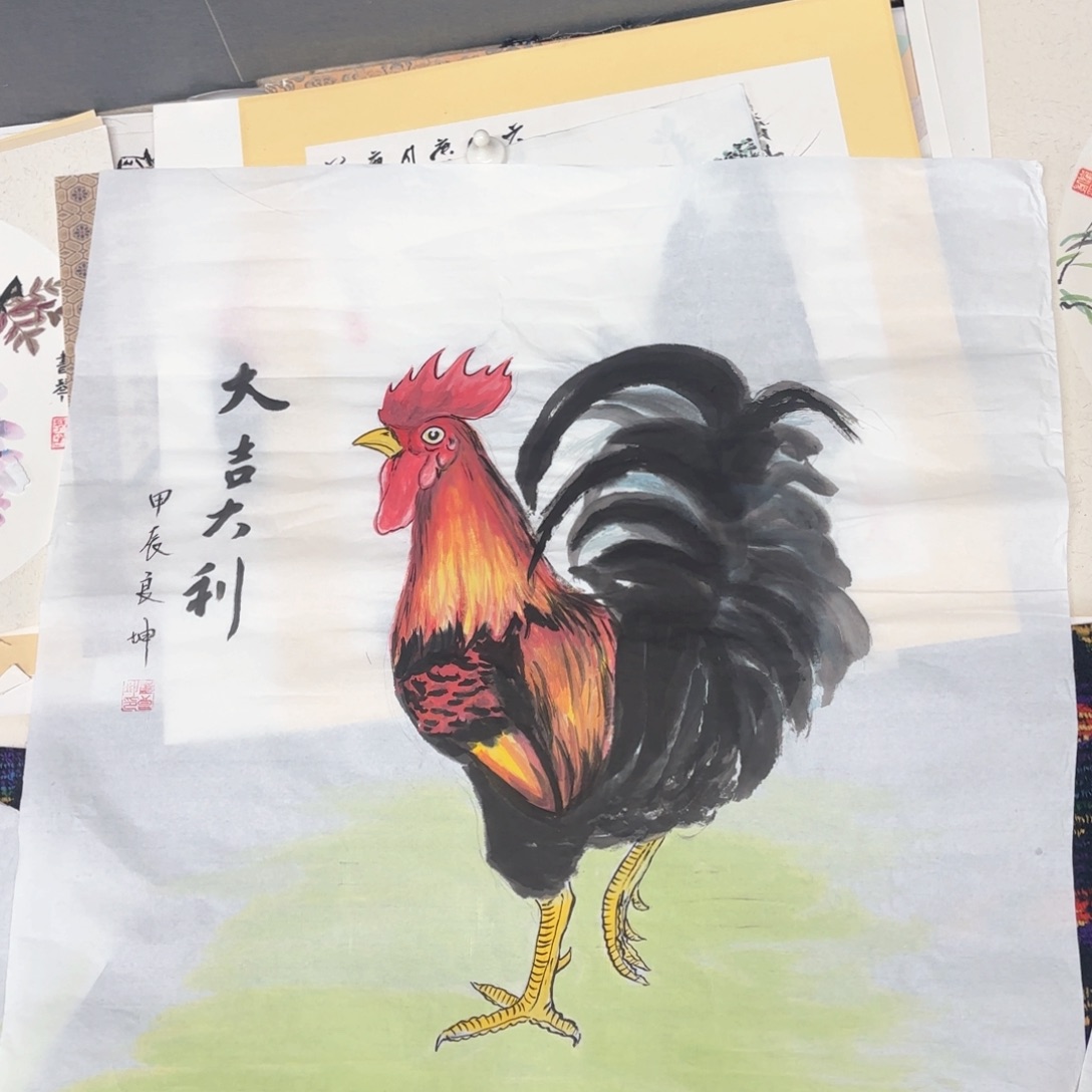 国画崔良坤斗方童