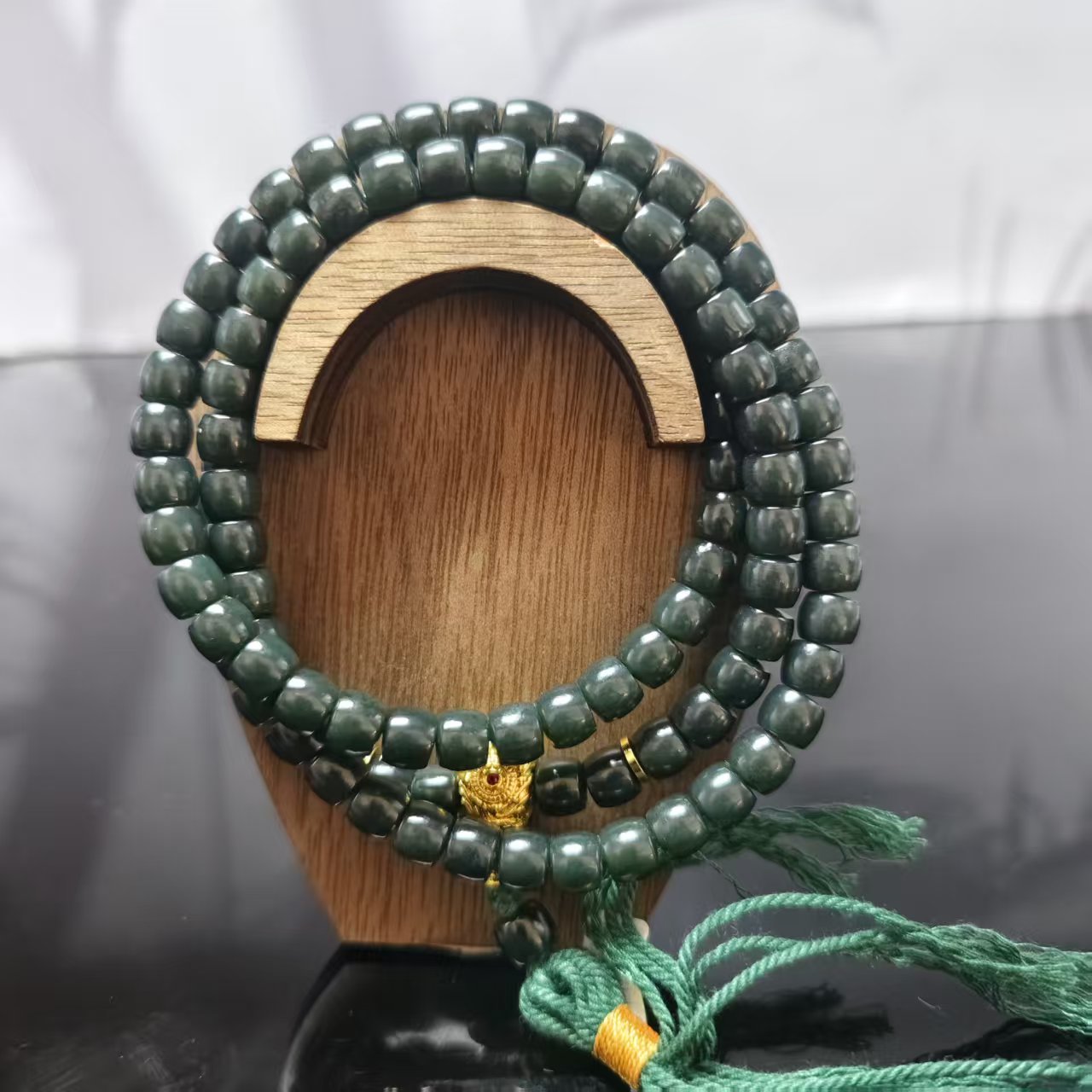 Q和田玉桶珠项链（108）1836