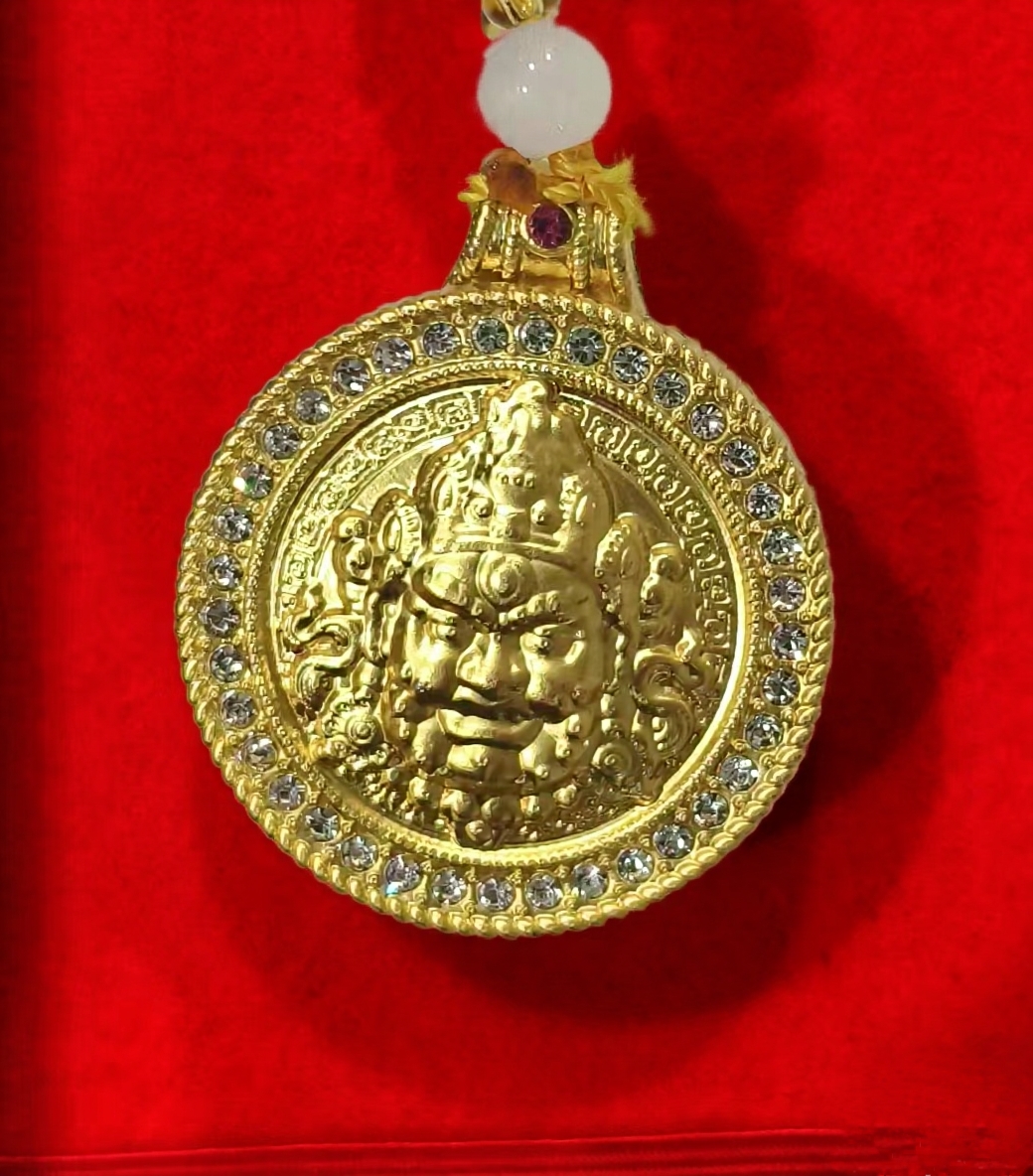 【香港ZHOUFU】高定珐琅彩五福牌财神吊坠