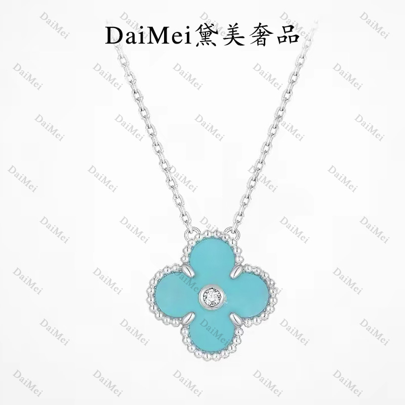 铜合金项链 铜合金（V金3.0)带钻四叶草项链轻奢气质女款高级感