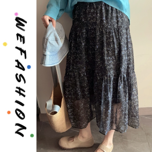 【WE】 松紧腰小清新碎花雪纺显瘦A字半身裙