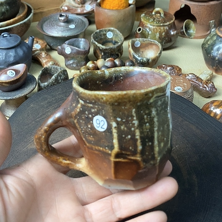 杯手工粗陶、柴烧茶器