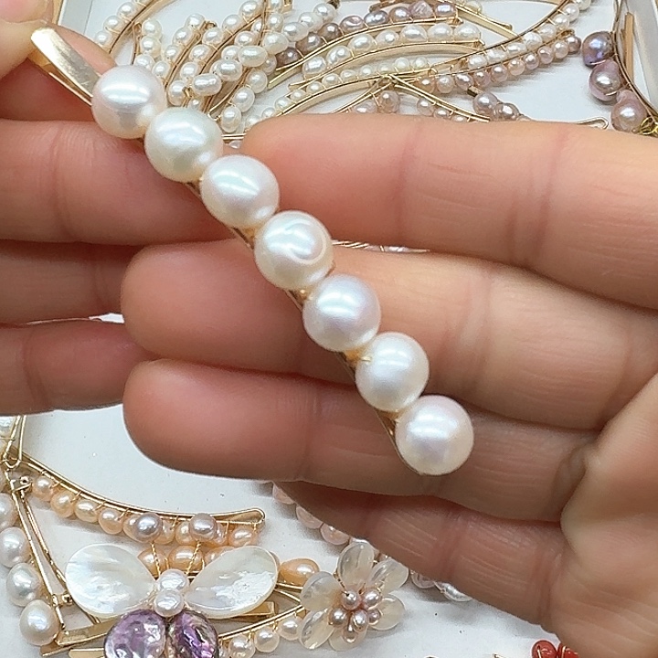 淡水珍珠发饰银S925镶嵌