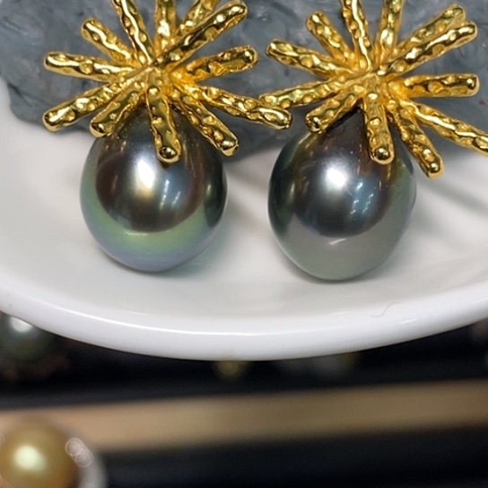 银S925镶嵌海水珍珠耳饰10.4