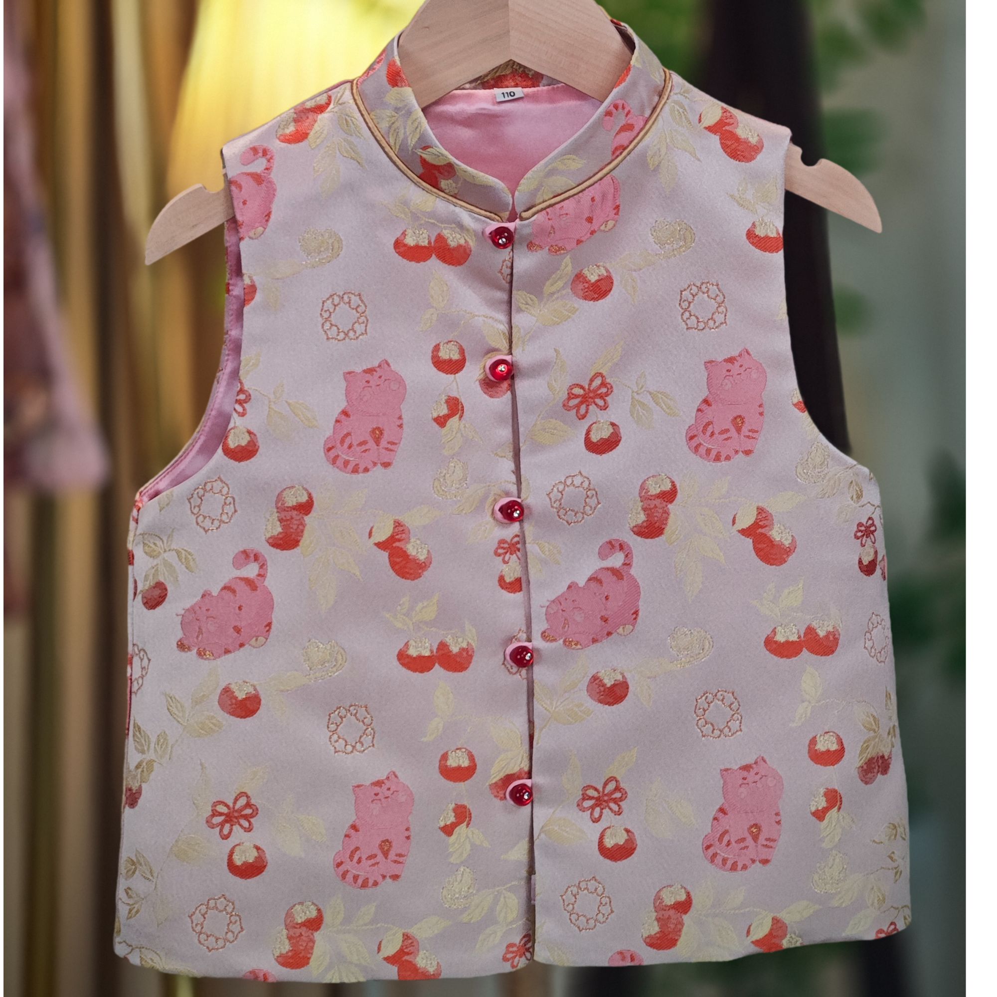 奶昔童装 女童新中式马甲汉服民族服饰古风女童外套