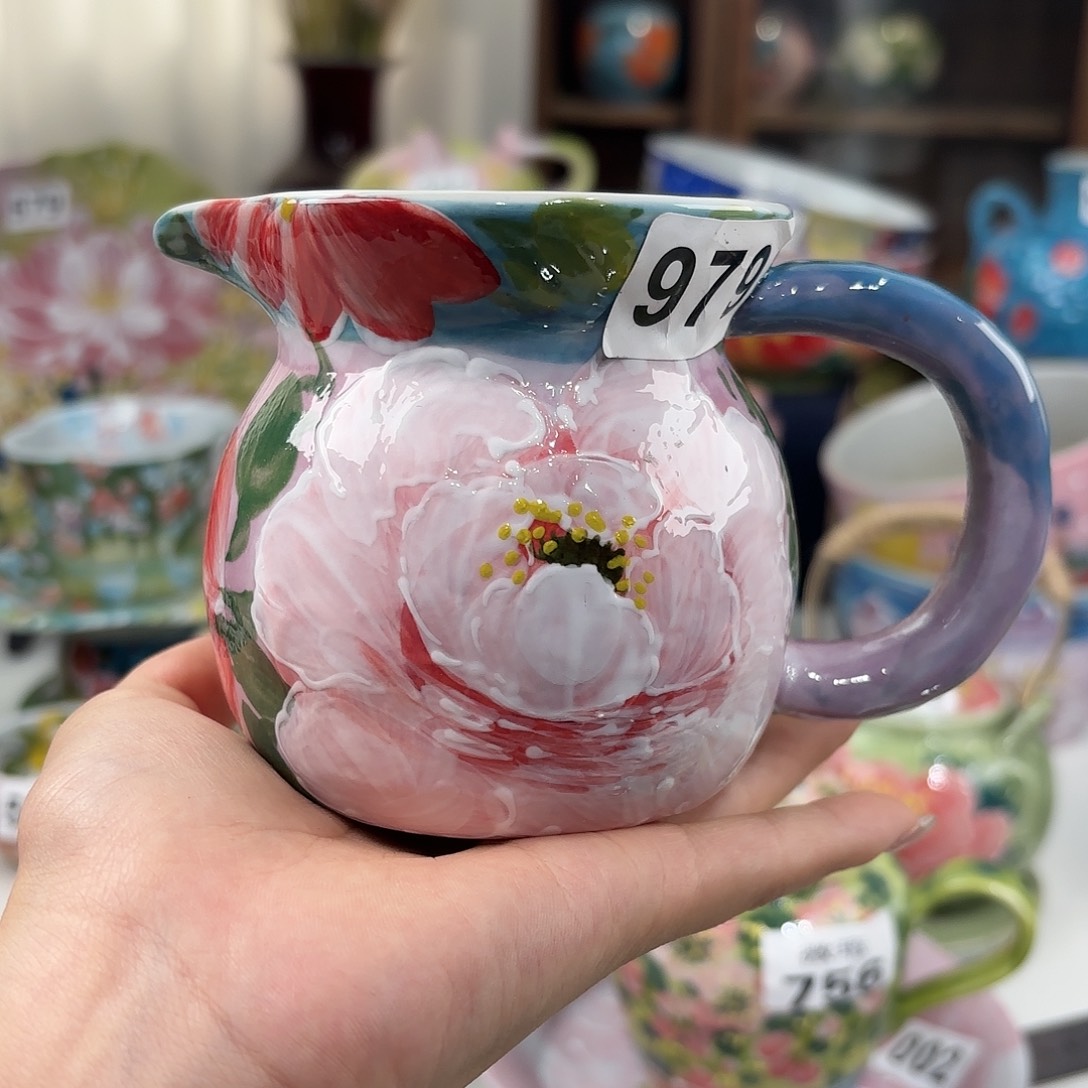 瓷片景德镇手绘高温釉下彩陶瓷茶具