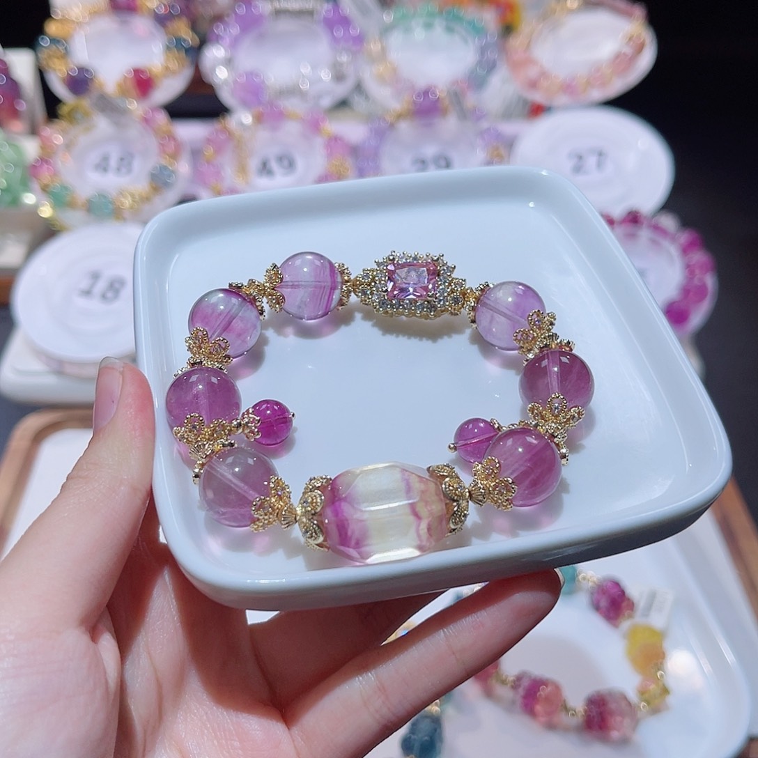 水晶手串未镶嵌奥****师紫萤石